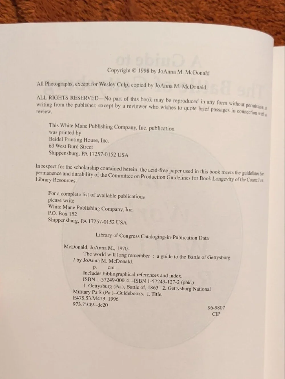 The World Will Long Remember - Copyright 1998